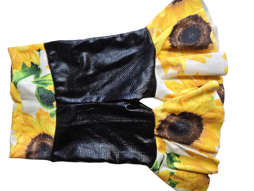 Sunflower Print Pleather Bells