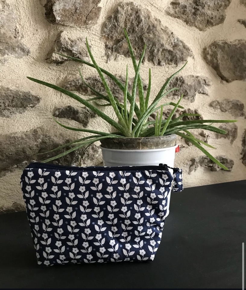 Trousse de maquillage - Bleu à fleurs