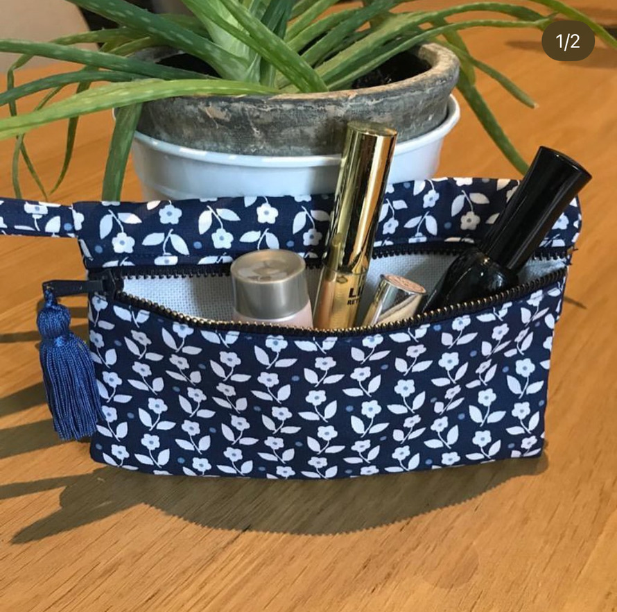 Trousse de maquillage - Bleu à fleurs