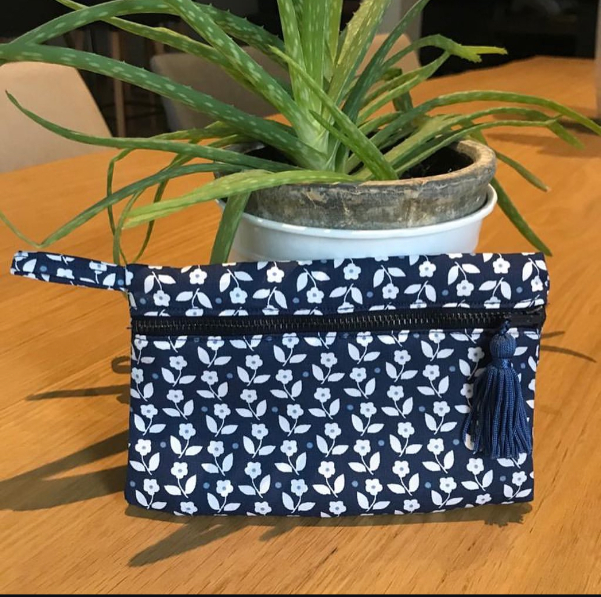 Trousse de maquillage - Bleu à fleurs