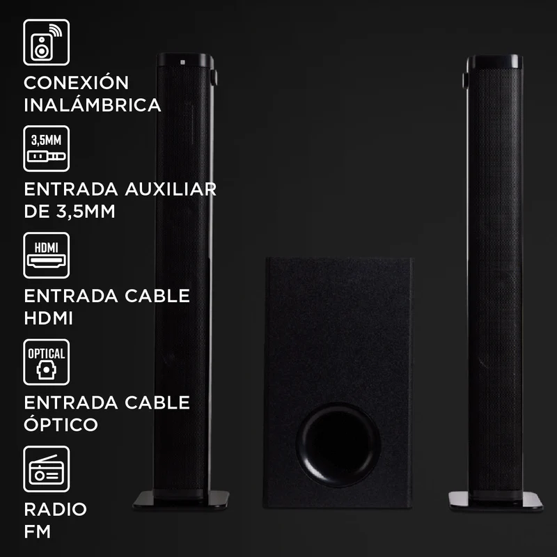 Barra de Sonido Stromberg Merge – 85W RMS con Subwoofer Inalámbrico y HDMI ARC