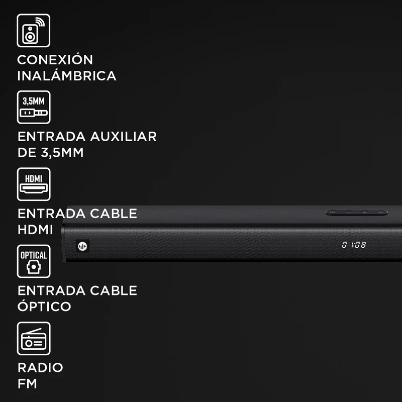 Barra de Sonido Stromberg Anthem – 50W RMS con HDMI y Bluetooth