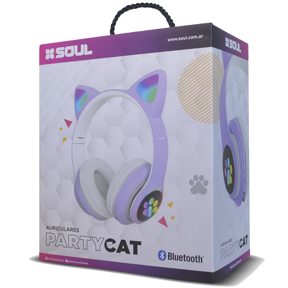 Auriculares Bluetooth Soul "Party Cat" – Orejas de Gato con Luz LED