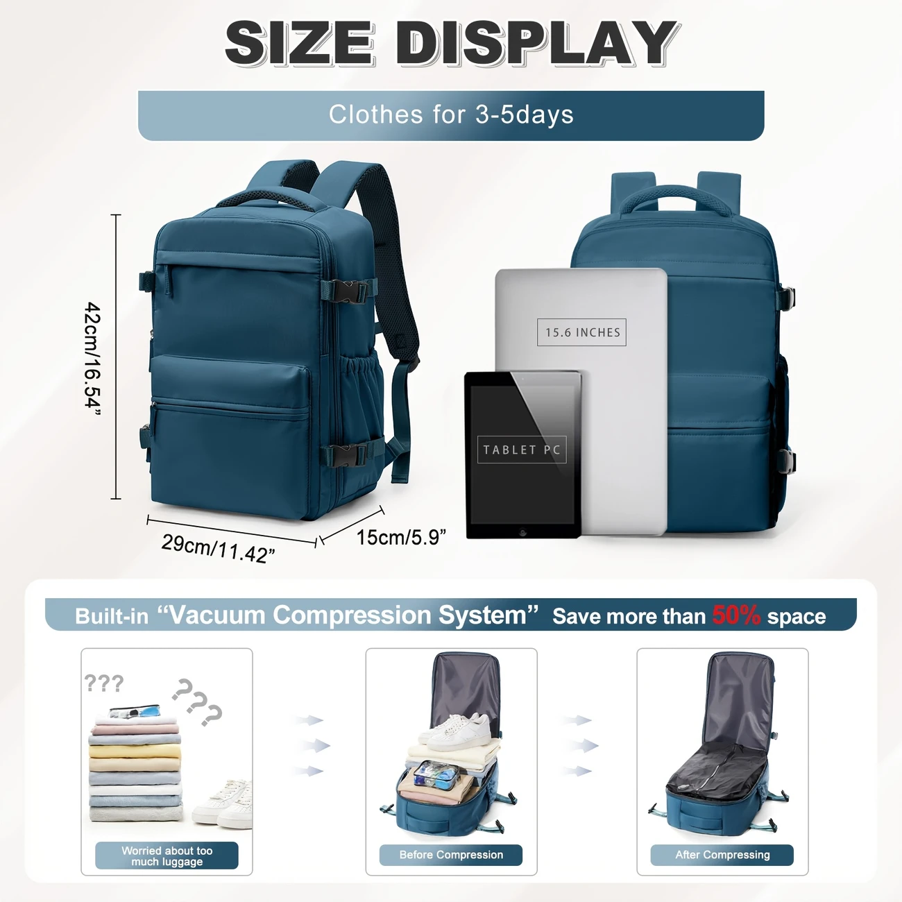 Vacuum Compressed Backpack, Suitable for Business And Leisure, Large Capacity, Electric Vacuum Compression Travel Bag, Multifunctional Laptop Backpack.