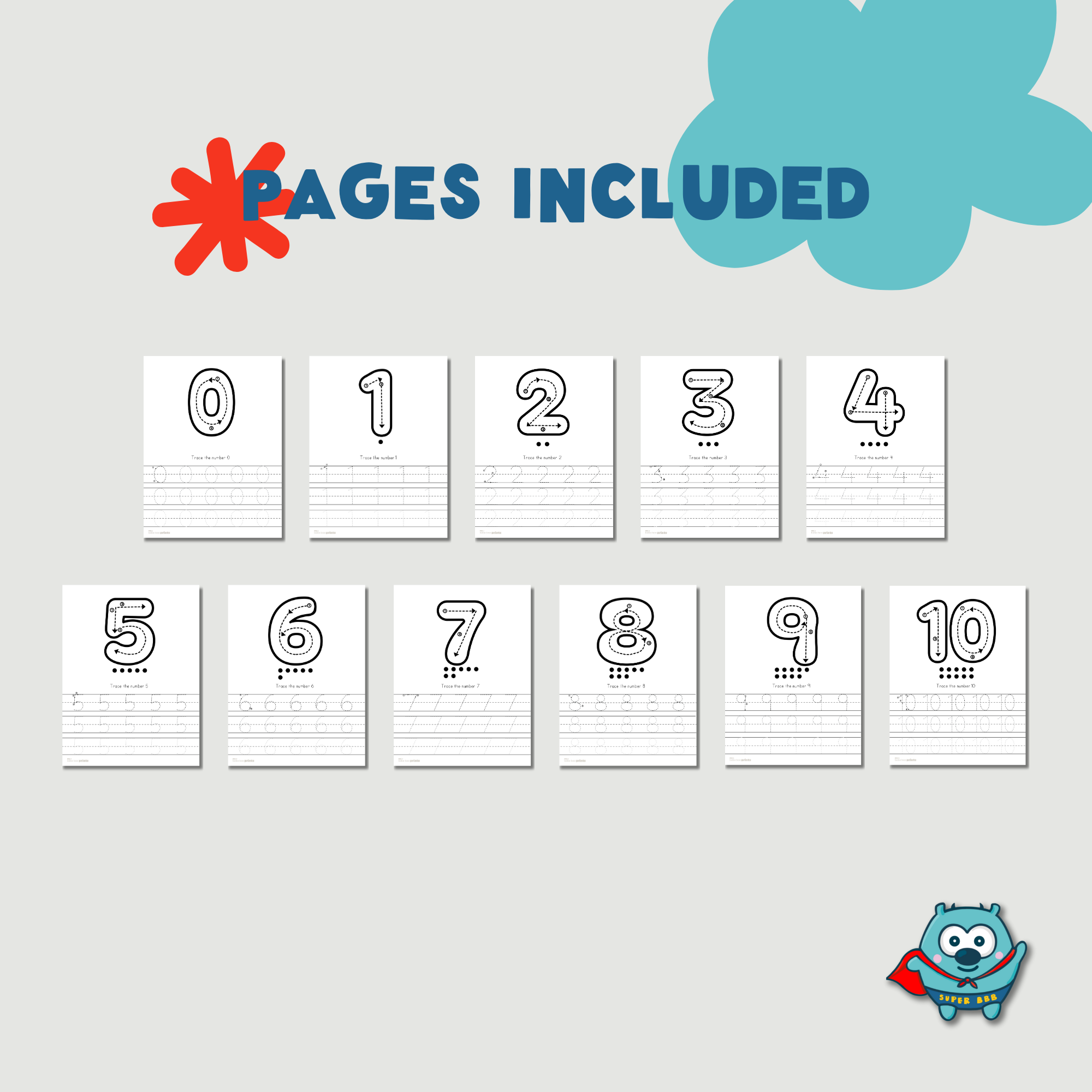 Learn to Write 123 Tracing Sheet