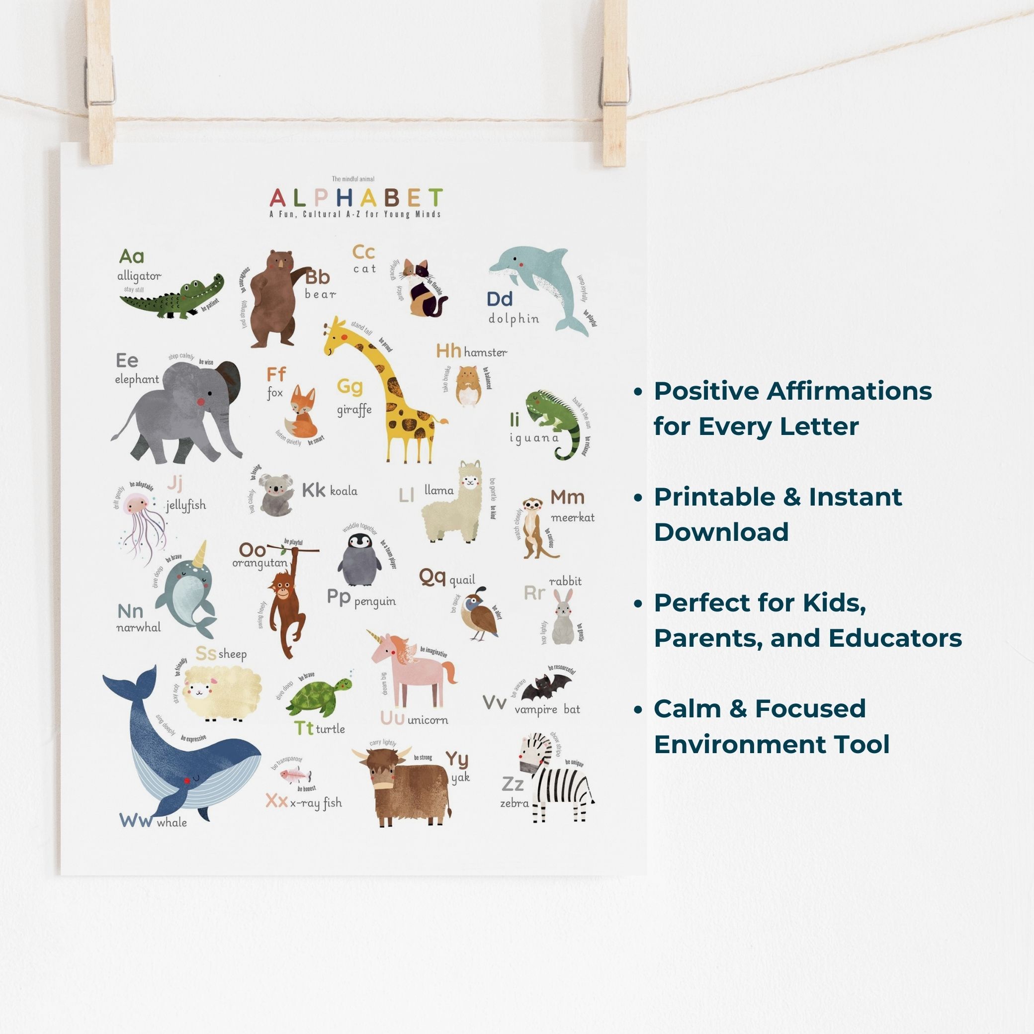 Mindfulness ABC Poster for preschooler