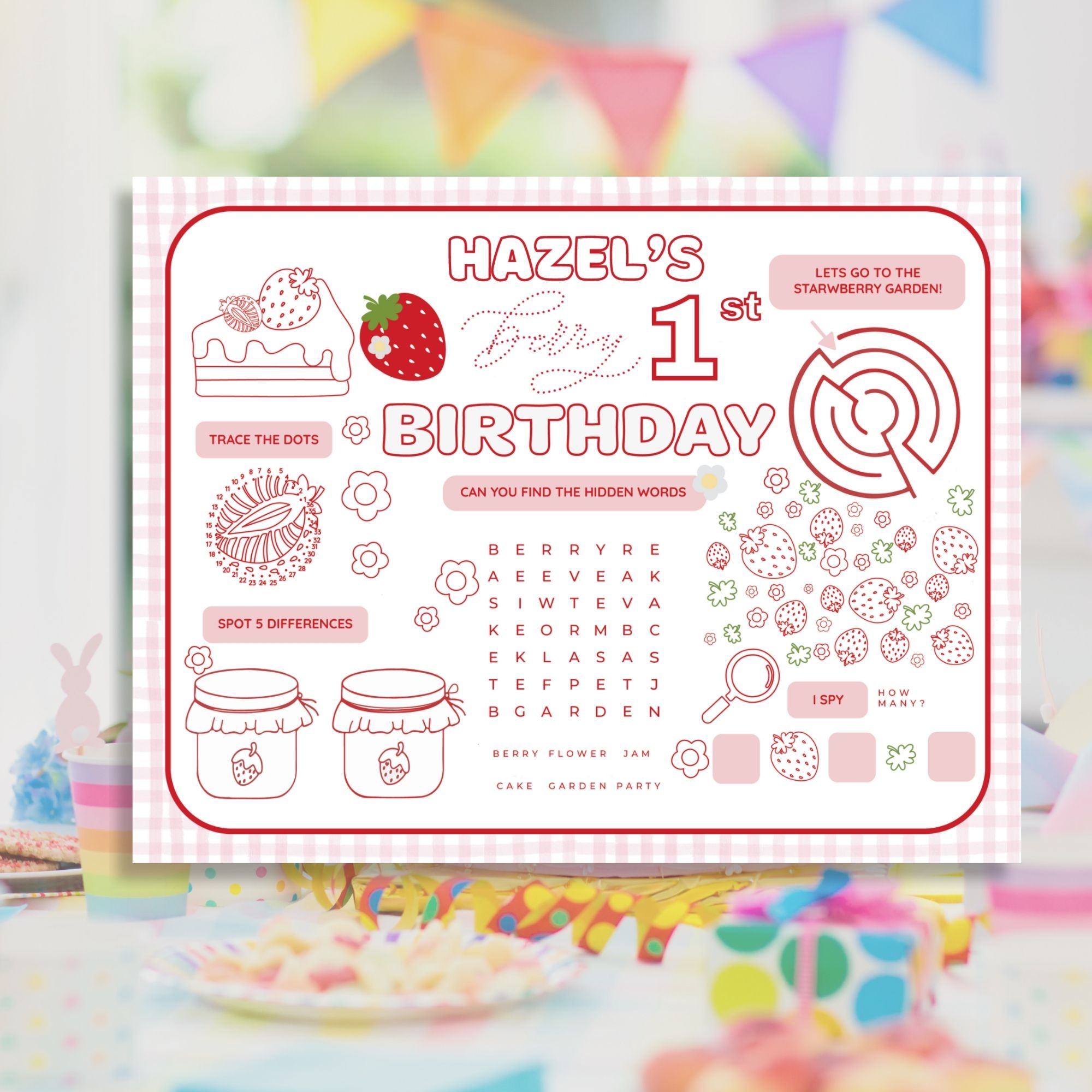 Berry Birthday Party Games & Activities Sheet