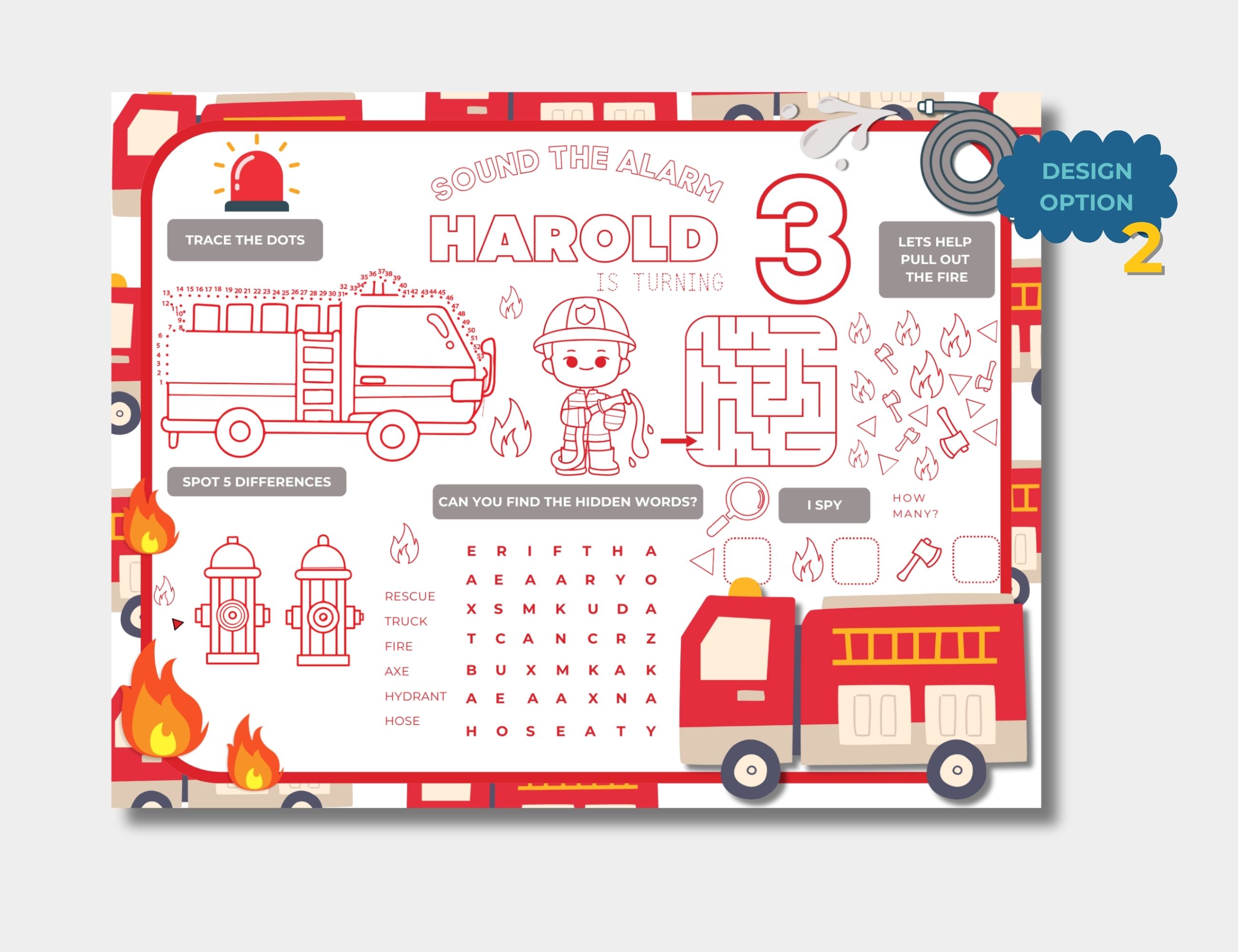 Fire Engine Party Games & Activities Sheet