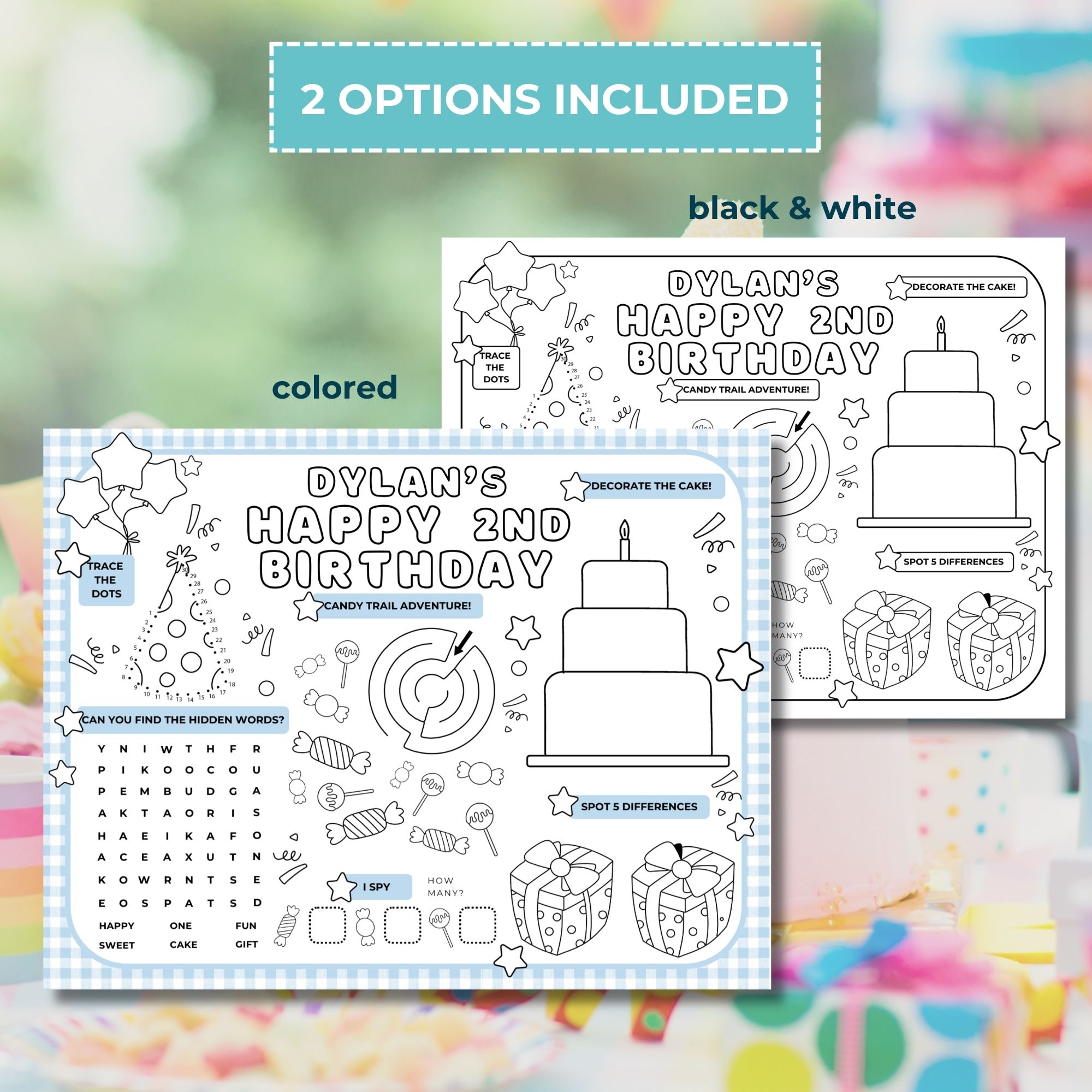 Boy's Birthday Games & Activities Sheet