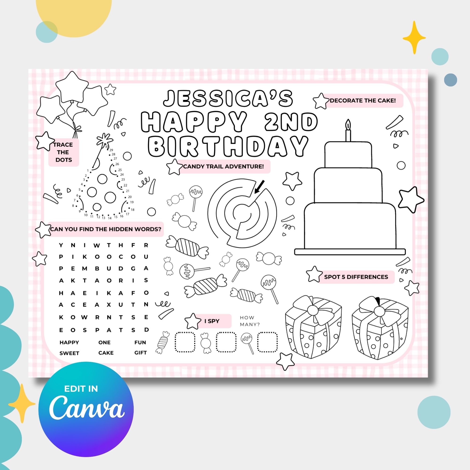 Boy's Birthday Games & Activities Sheet