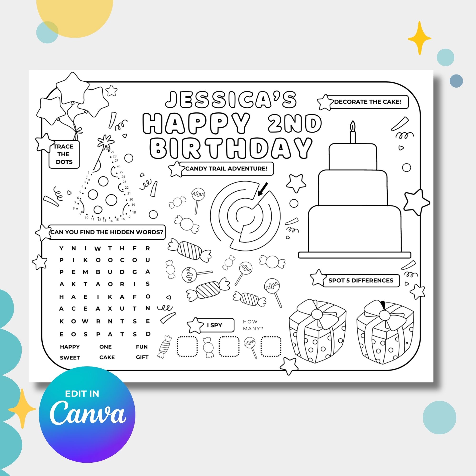 Boy's Birthday Games & Activities Sheet