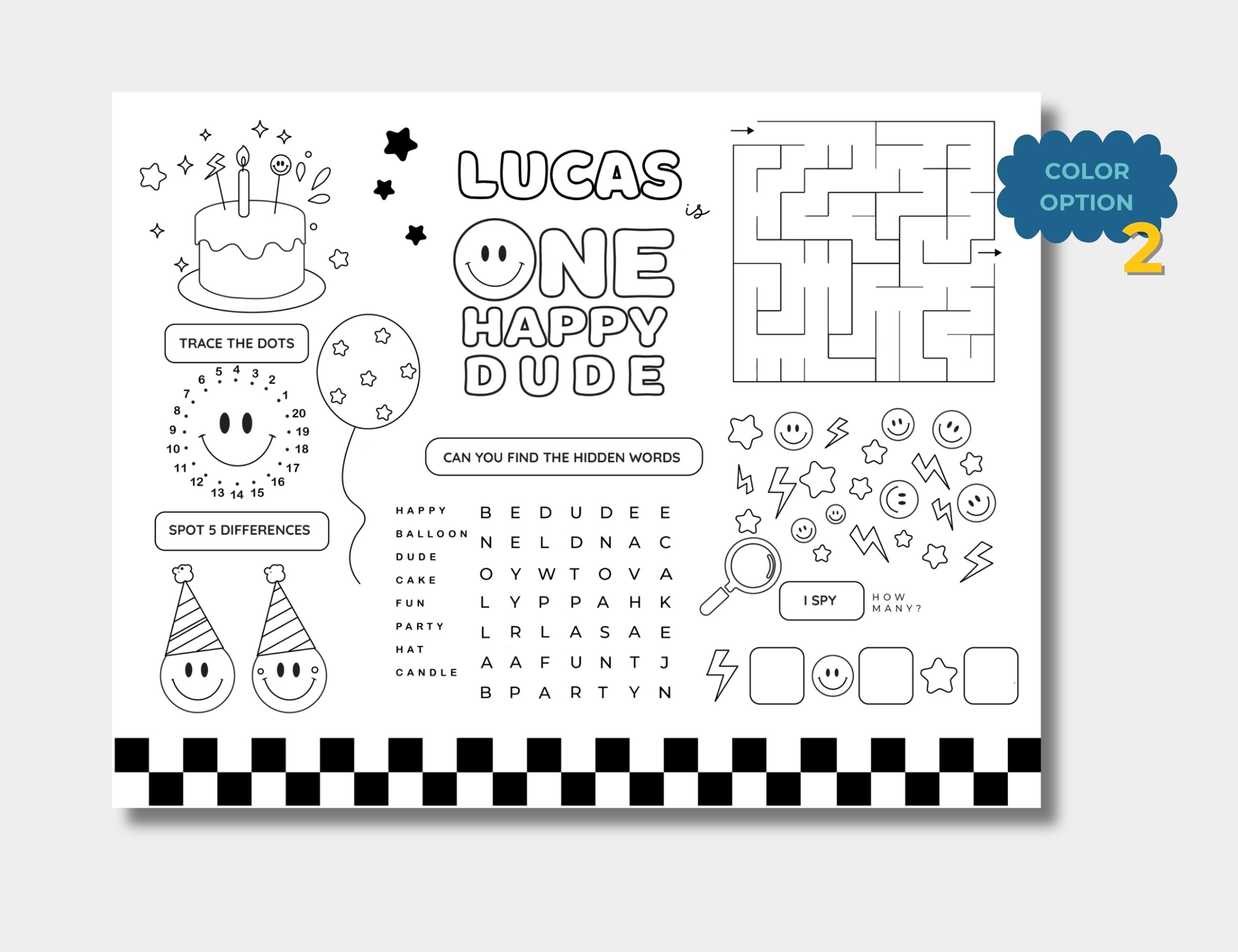 One Happy Dude Birthday Games & Activities Sheet