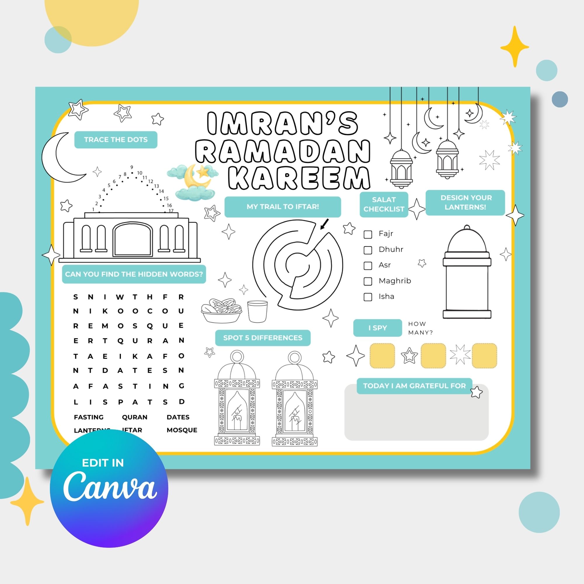 Ramadan Kareem Games & Activities Sheet