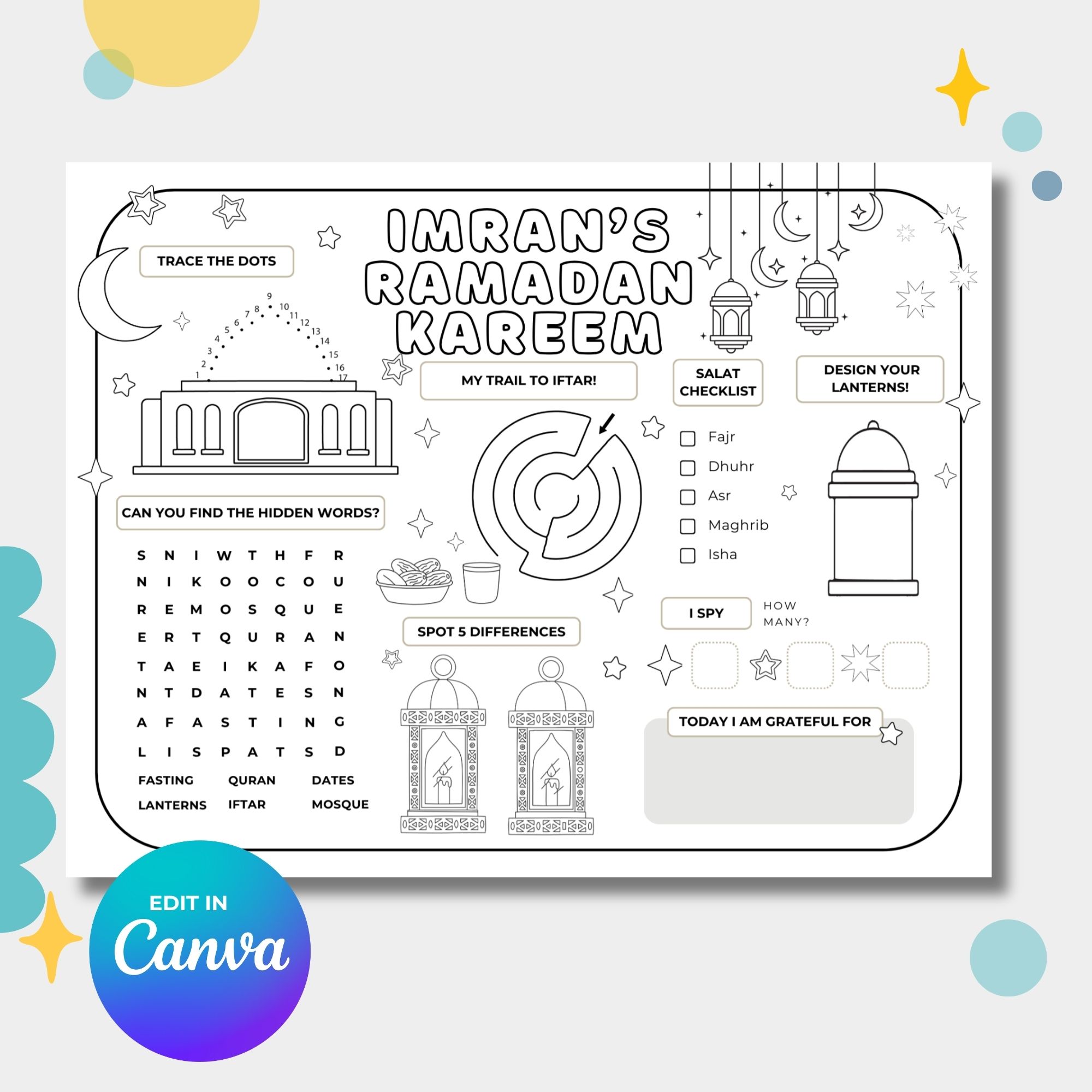 Ramadan Kareem Games & Activities Sheet