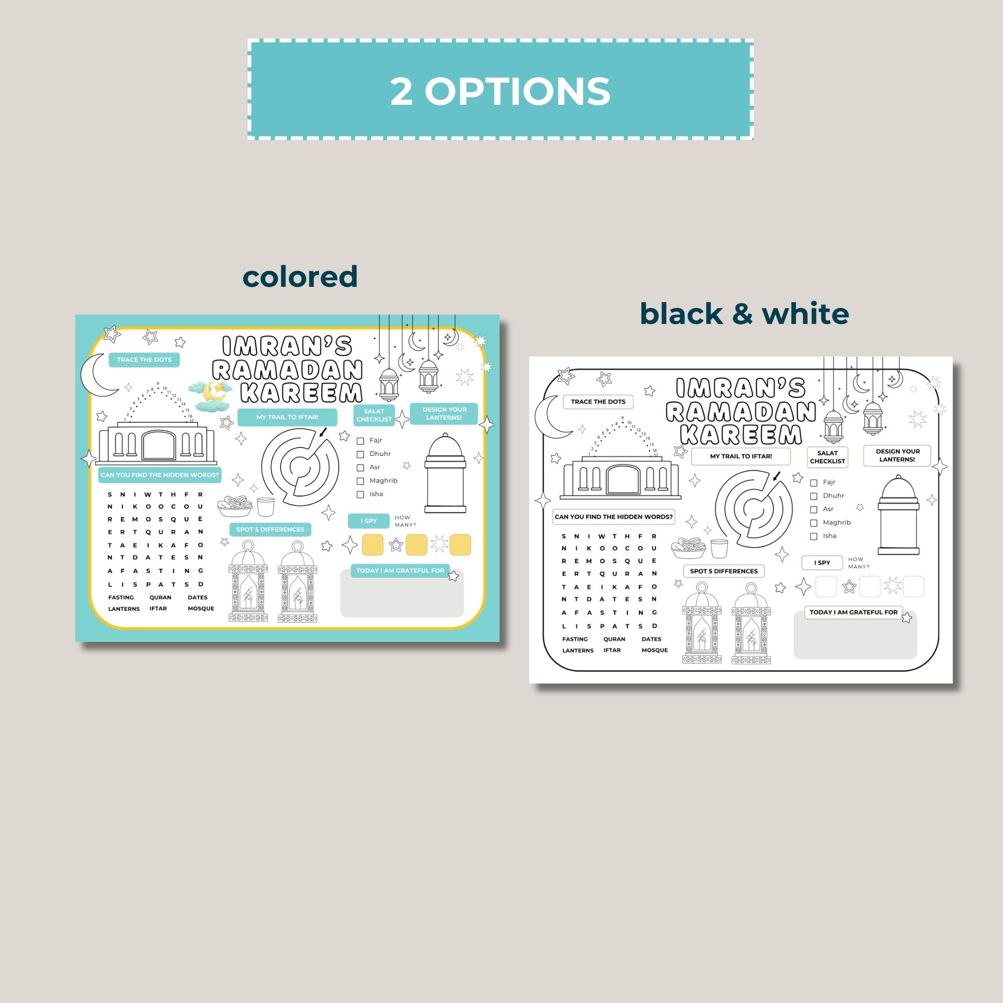 Ramadan Kareem Games & Activities Sheet