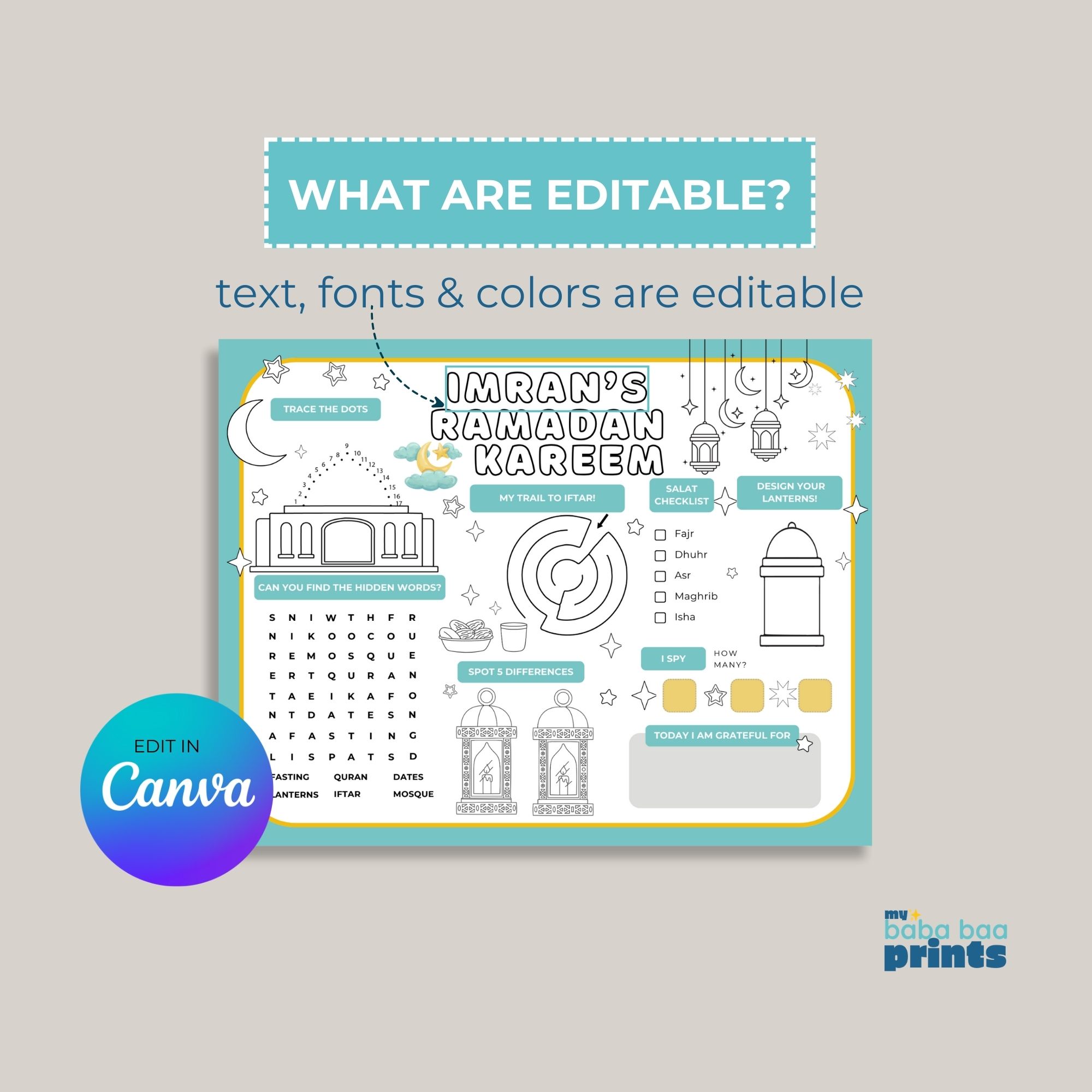 Ramadan Kareem Games & Activities Sheet