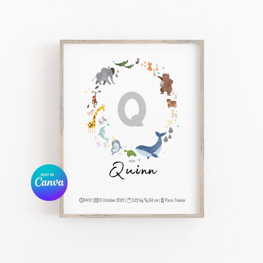 White Custom ABC Poster for preschooler