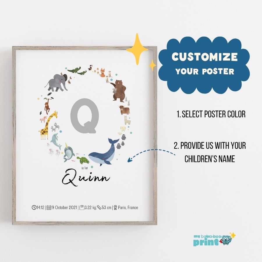 White Custom ABC Poster for preschooler