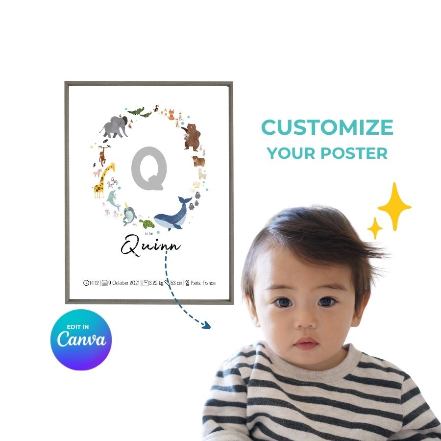 White Custom ABC Poster for preschooler
