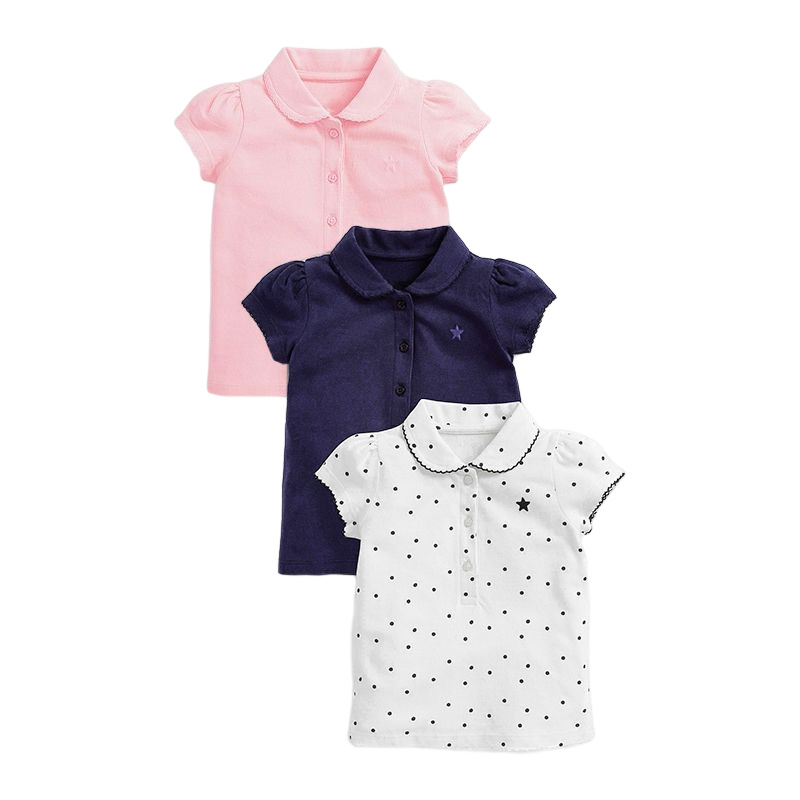 Summer children's blazer-style collared pure cotton children's T-shirt