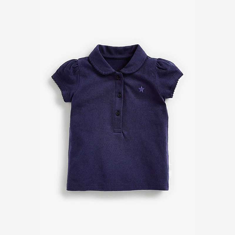 Summer children's blazer-style collared pure cotton children's T-shirt
