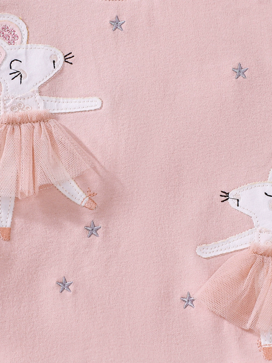 Girls' net-sleeved summer cute cartoon short-sleeved children's dress