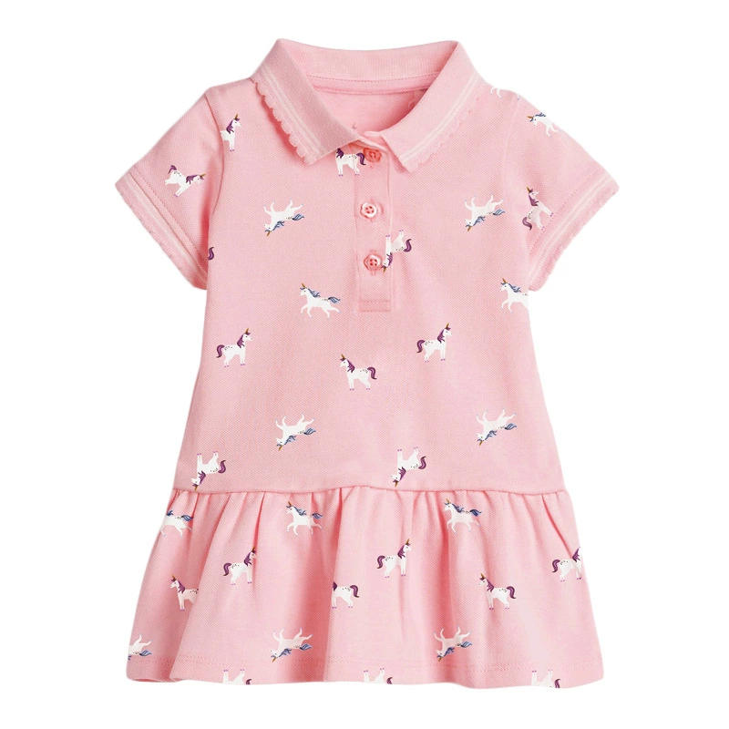 Summer new style short-sleeved children's dress in knitted fabric, polo-style girls' dress