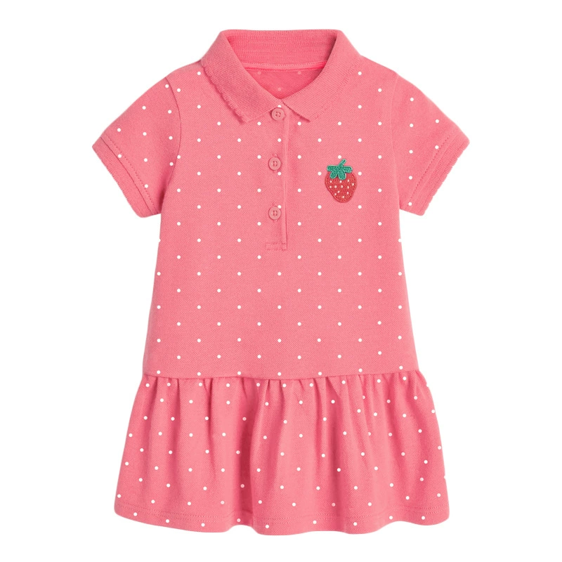 Summer new style short-sleeved children's dress in knitted fabric, polo-style girls' dress