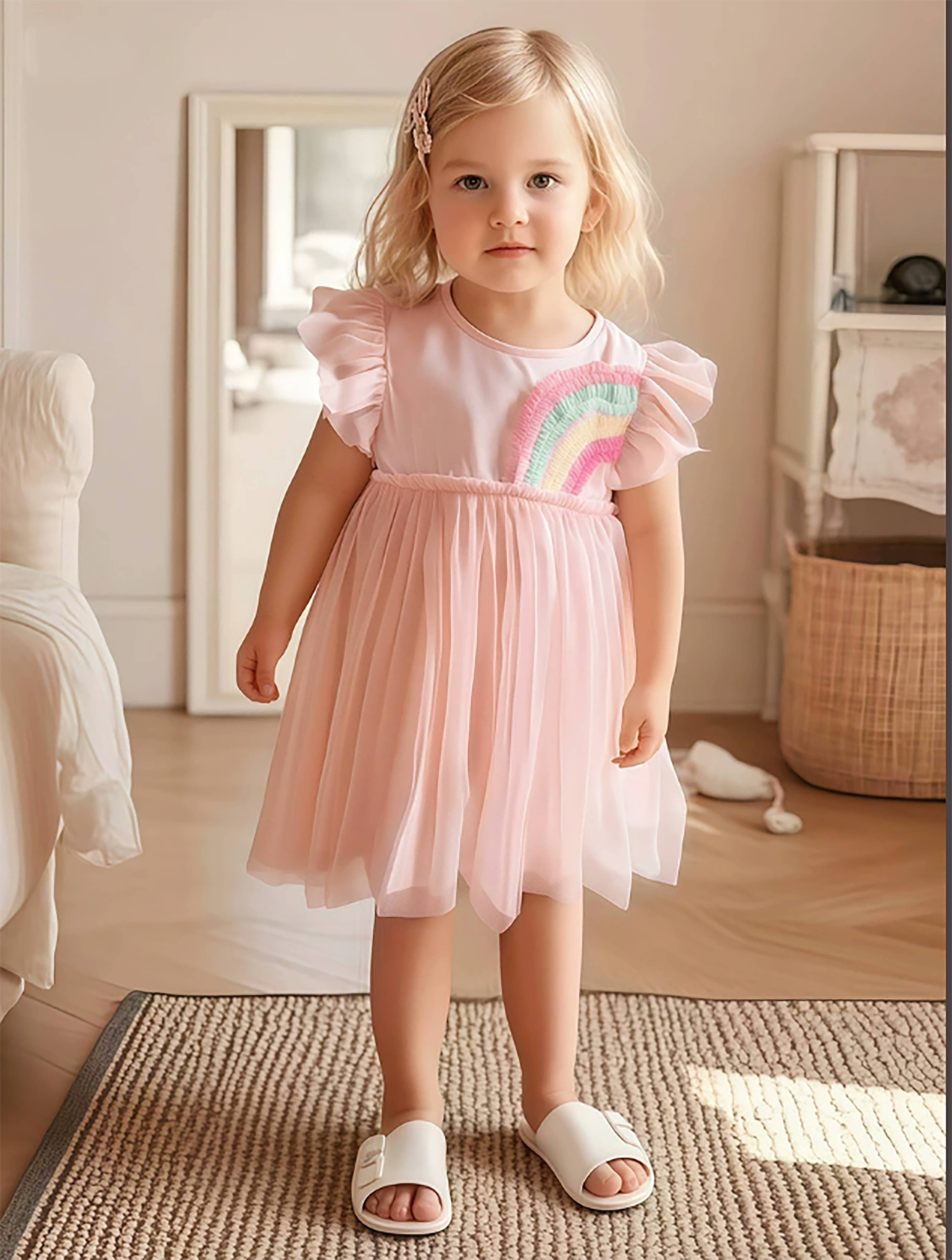 New style girls' summer netted dress baby girl skirt