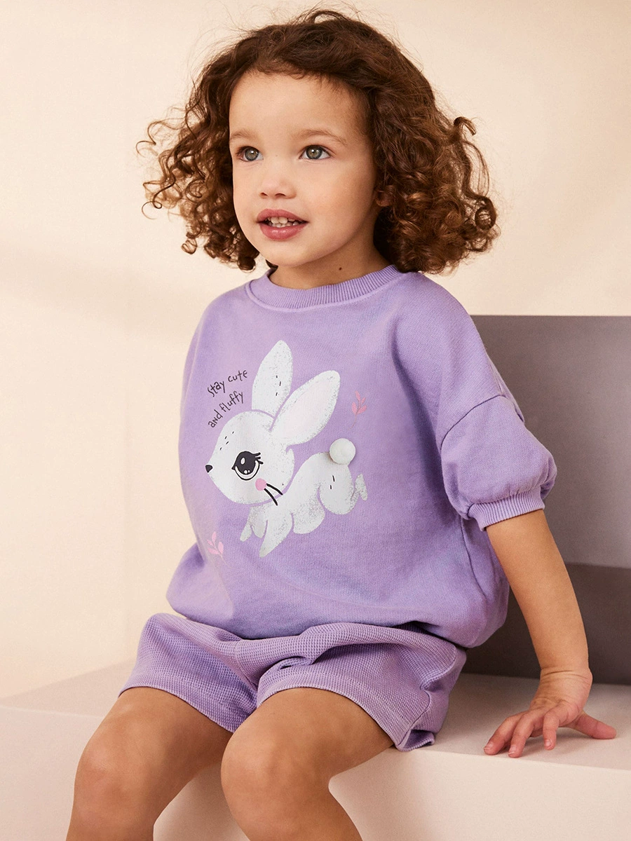 Adorable Little Girl's Set - Summer Children's Two-Piece Set Cartoon Pure Cotton Children's Set