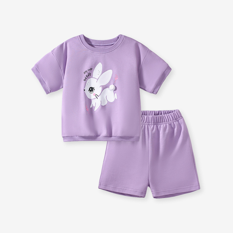 Adorable Little Girl's Set - Summer Children's Two-Piece Set Cartoon Pure Cotton Children's Set