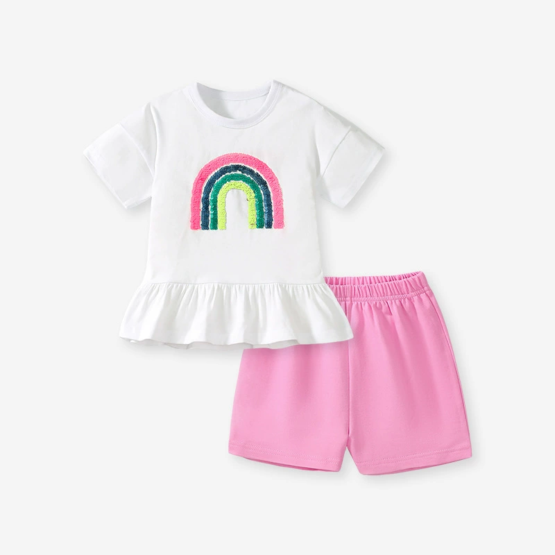 Summer new style girls' sets - Cute rainbow children's clothing - Pure cotton girls' sets for wholesale - Summer new style girls' sets - Cute rainbow children's clothing - Wholesale pure cotton girls