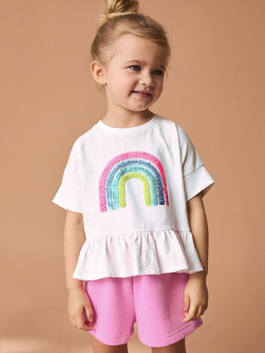Summer new style girls' sets - Cute rainbow children's clothing - Pure cotton girls' sets for wholesale - Summer new style girls' sets - Cute rainbow children's clothing - Wholesale pure cotton girls