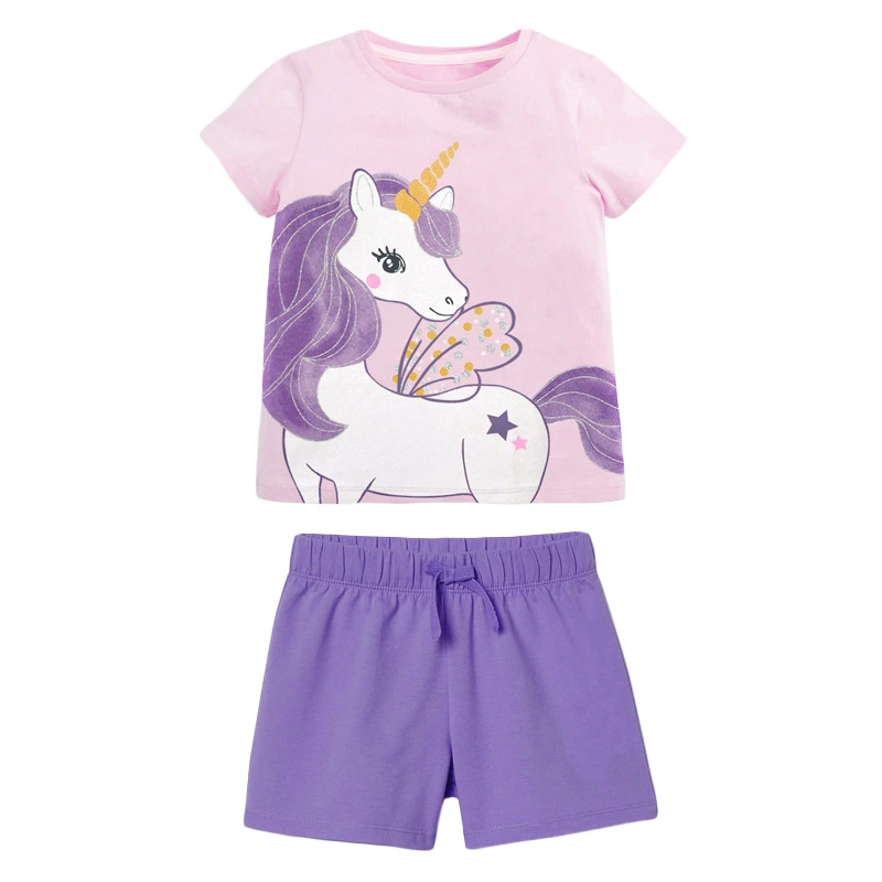 Summer new style short-sleeved children's suit made of cotton, girls' suit set