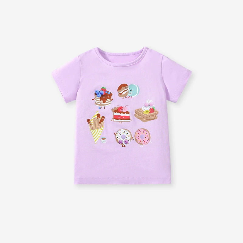 Girls' short-sleeved T-shirt with children's pure cotton T-shirt design