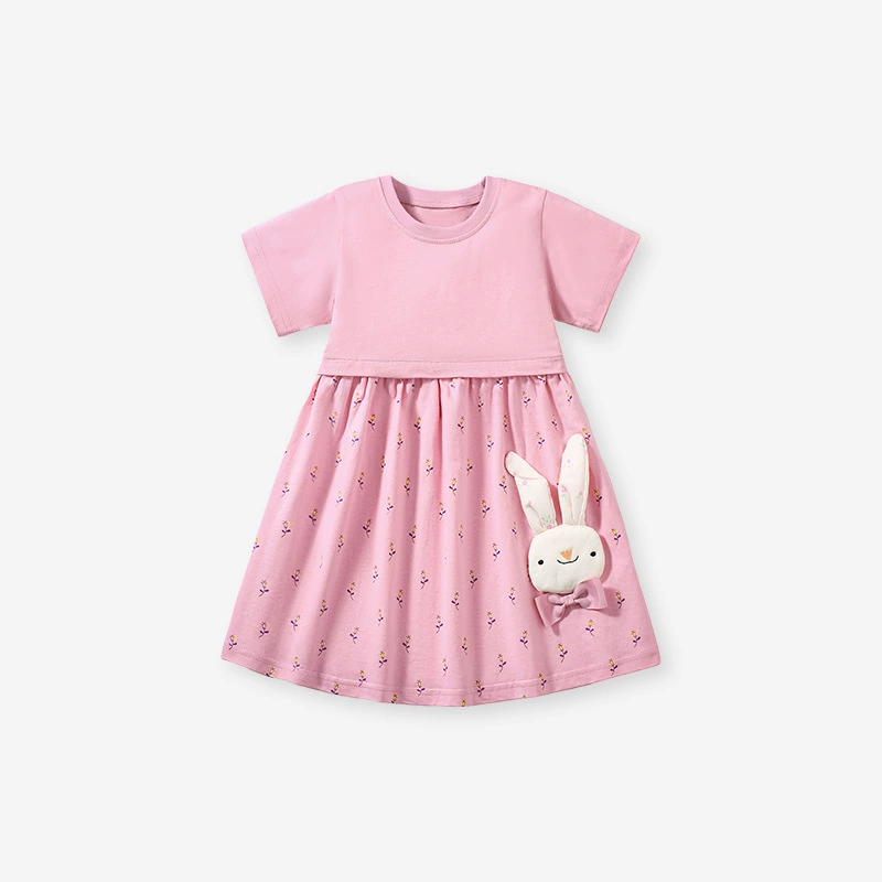 Tulle Princess Skirt Summer Style Cartoon Girls' Short-Sleeved Cotton Blouse-style Children's Dress