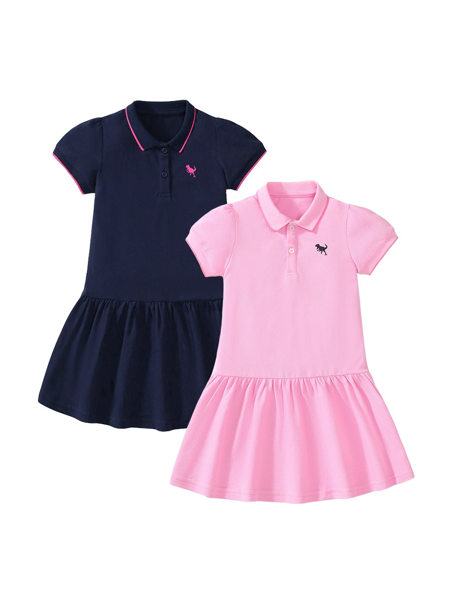 Sticker-printed children's dress for summer, short-sleeved summer dress for girls, pure cotton children's princess dress