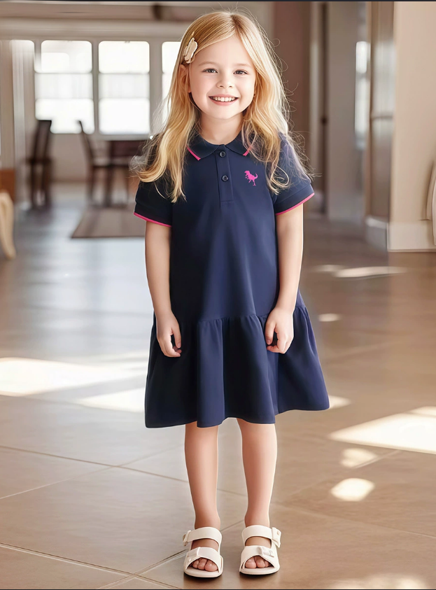 Sticker-printed children's dress for summer, short-sleeved summer dress for girls, pure cotton children's princess dress