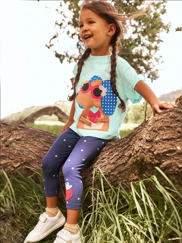 Girls' summer set consisting of T-shirt and long pants
