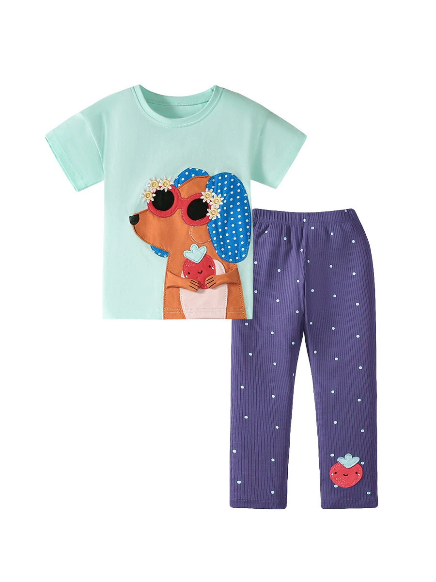 Girls' summer set consisting of T-shirt and long pants