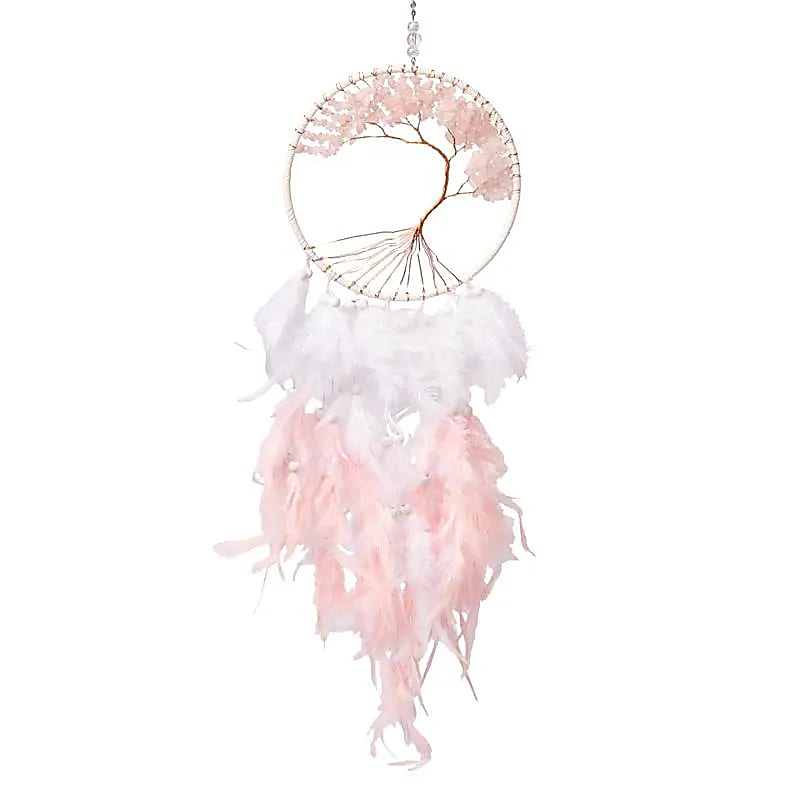 Capteur de rêves Arbre de Vie quartz rose