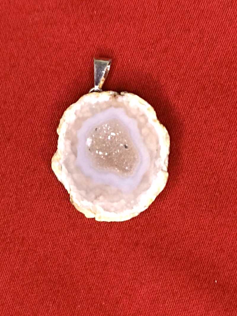 Pendentif Géode en Agate plaqué argent
