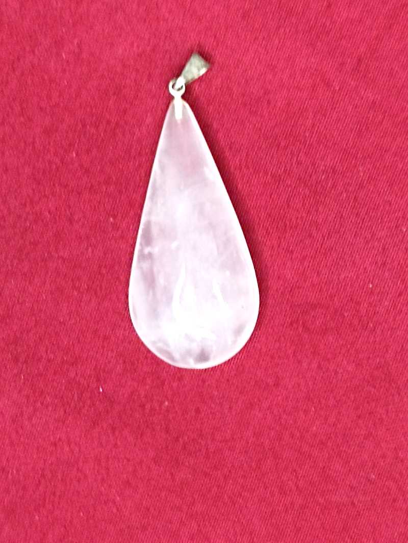 Pendentif en forme de goutte en quartz rose
