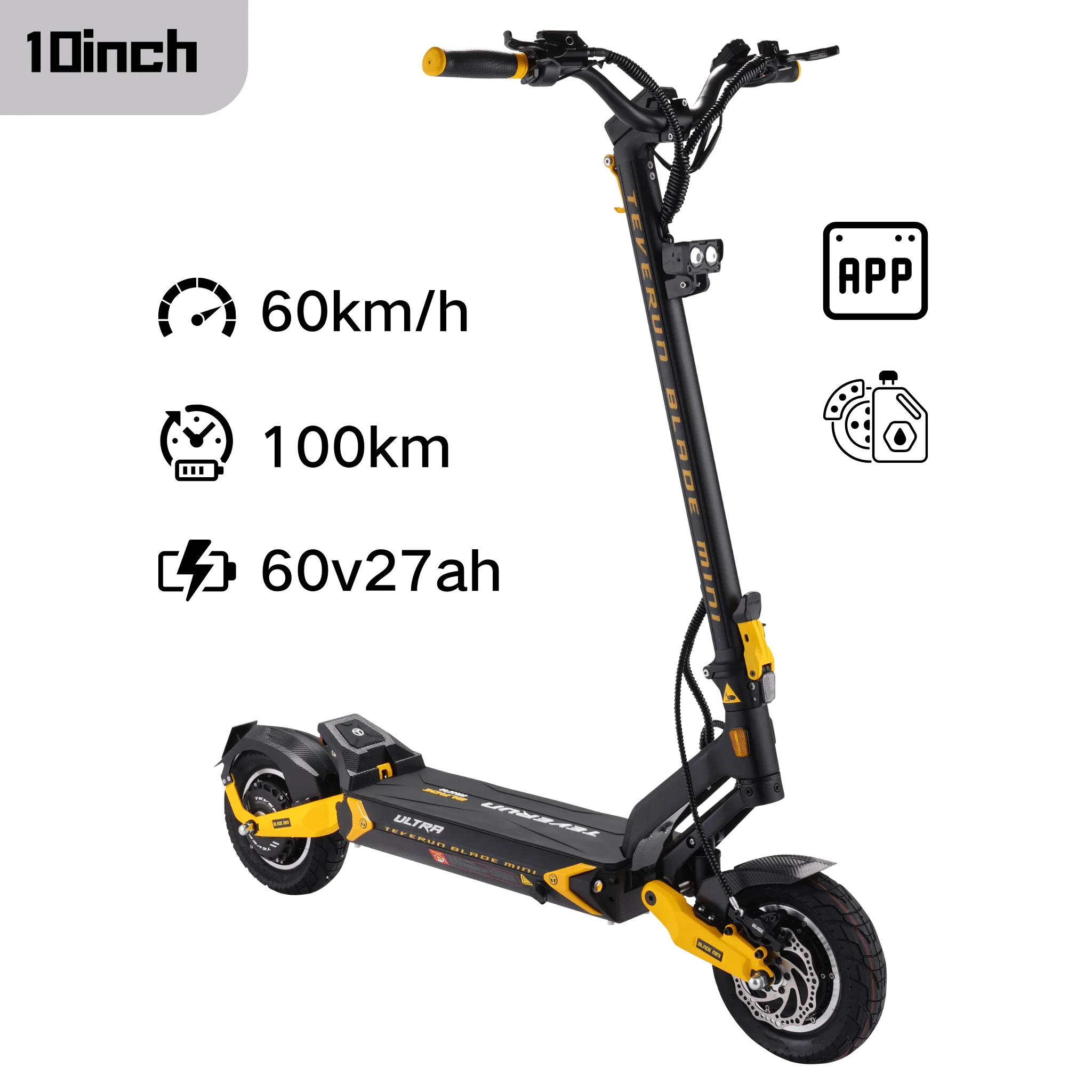 Trottinette électrique TEVERUN-Mini Ultra jaune 60V 27A
