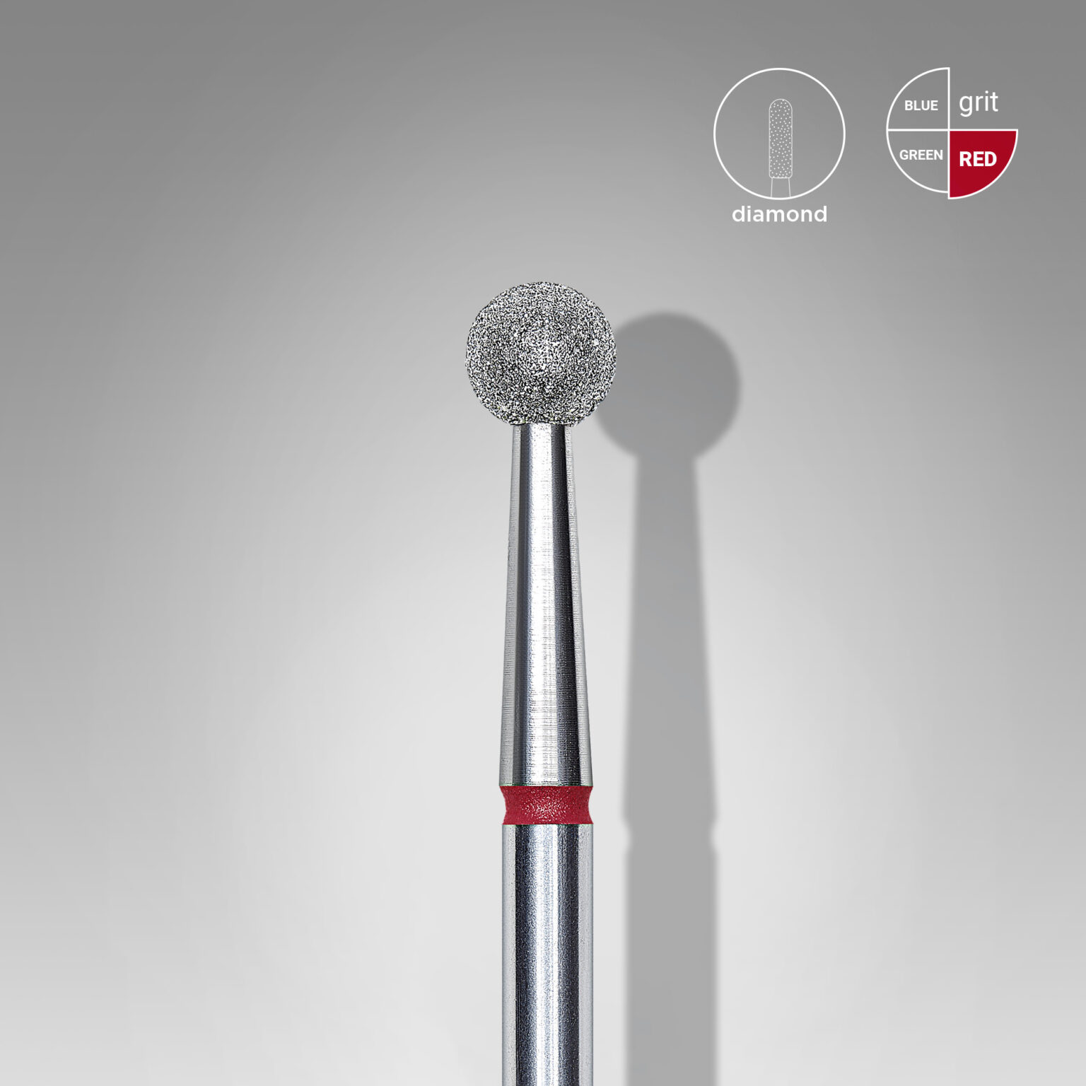 Punta diamantata per unghie sfera rossa EXPERT diametro testa 4 mm