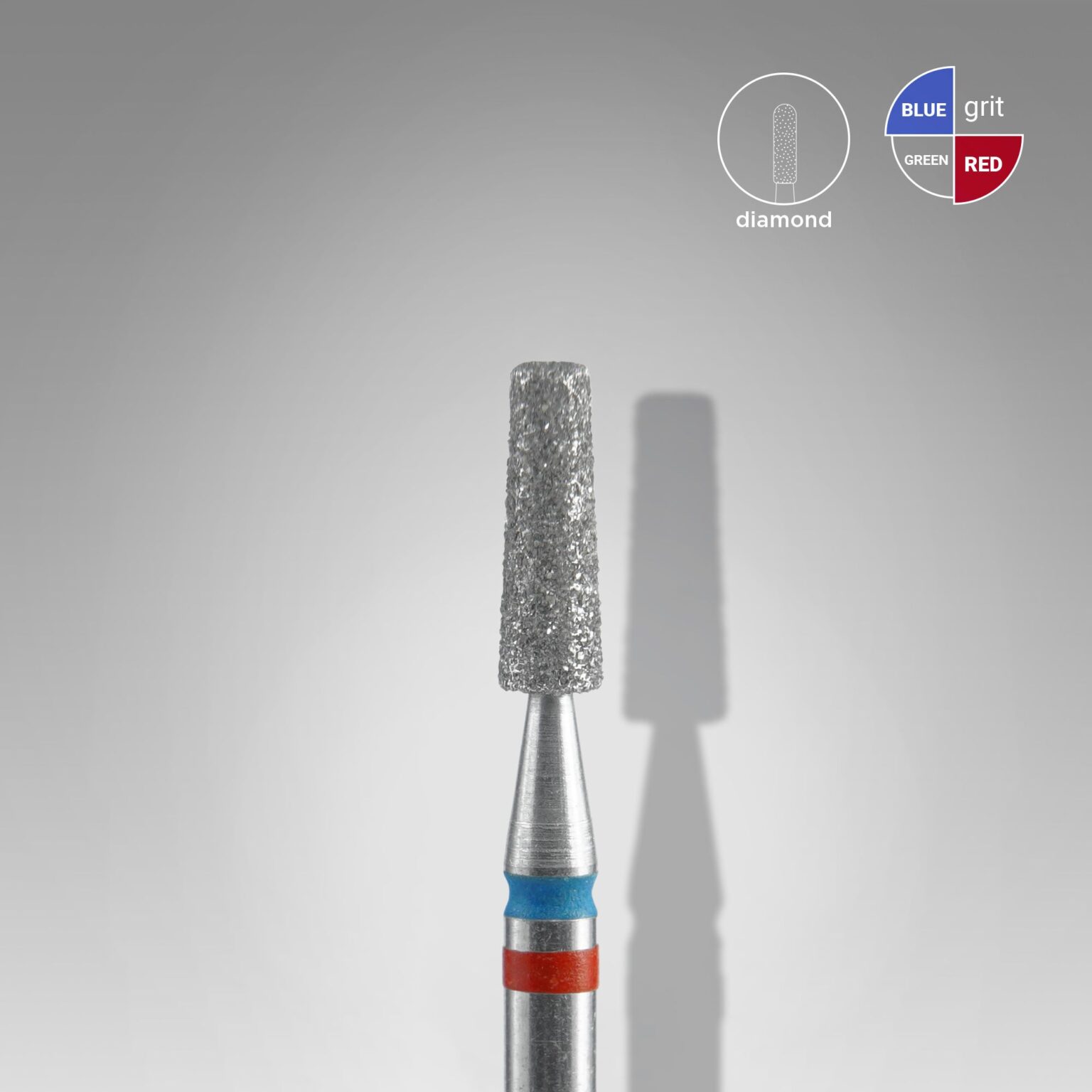 Punta diamantata per unghie DUO cono rosso-blu EXPERT diametro testa 2,5 mm / parte di lavoro 8 mm