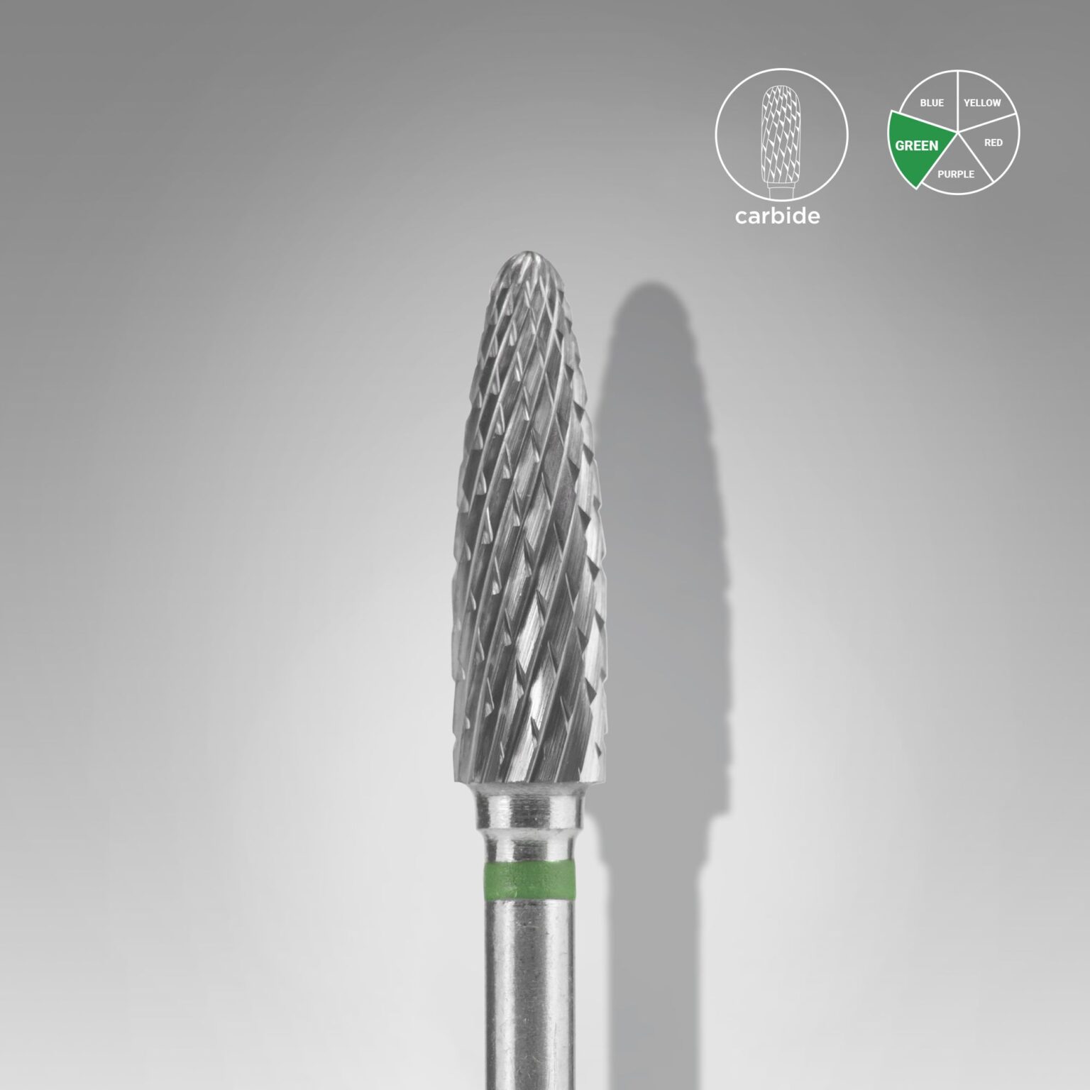 Punta per unghie in metallo duro verde mais EXPERT diametro testa 4 mm / parte di lavoro 14 mm