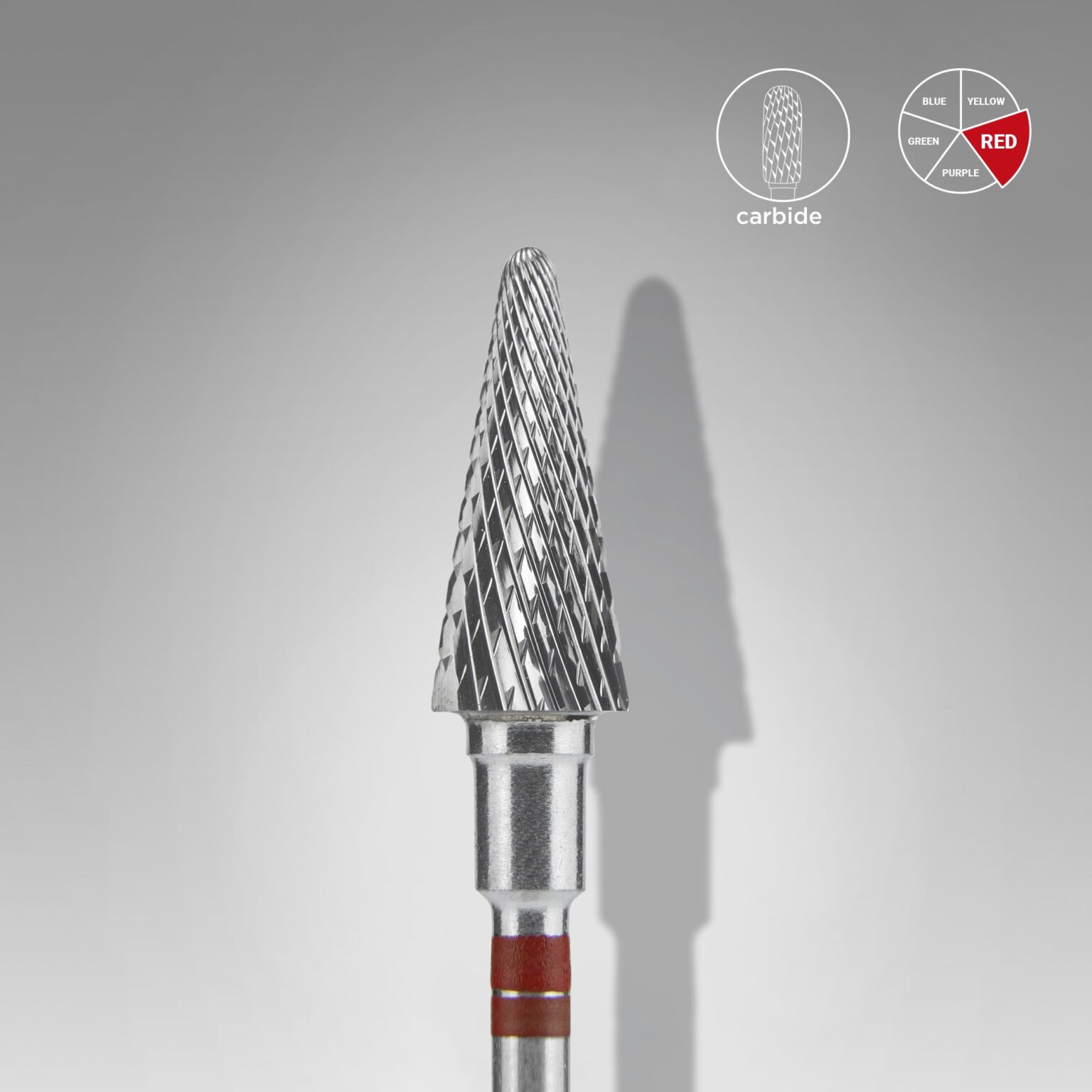 Punta per unghie in metallo duro per mancini, cono rosso EXPERT, diametro testa 6 mm / parte di lavoro 14 mm