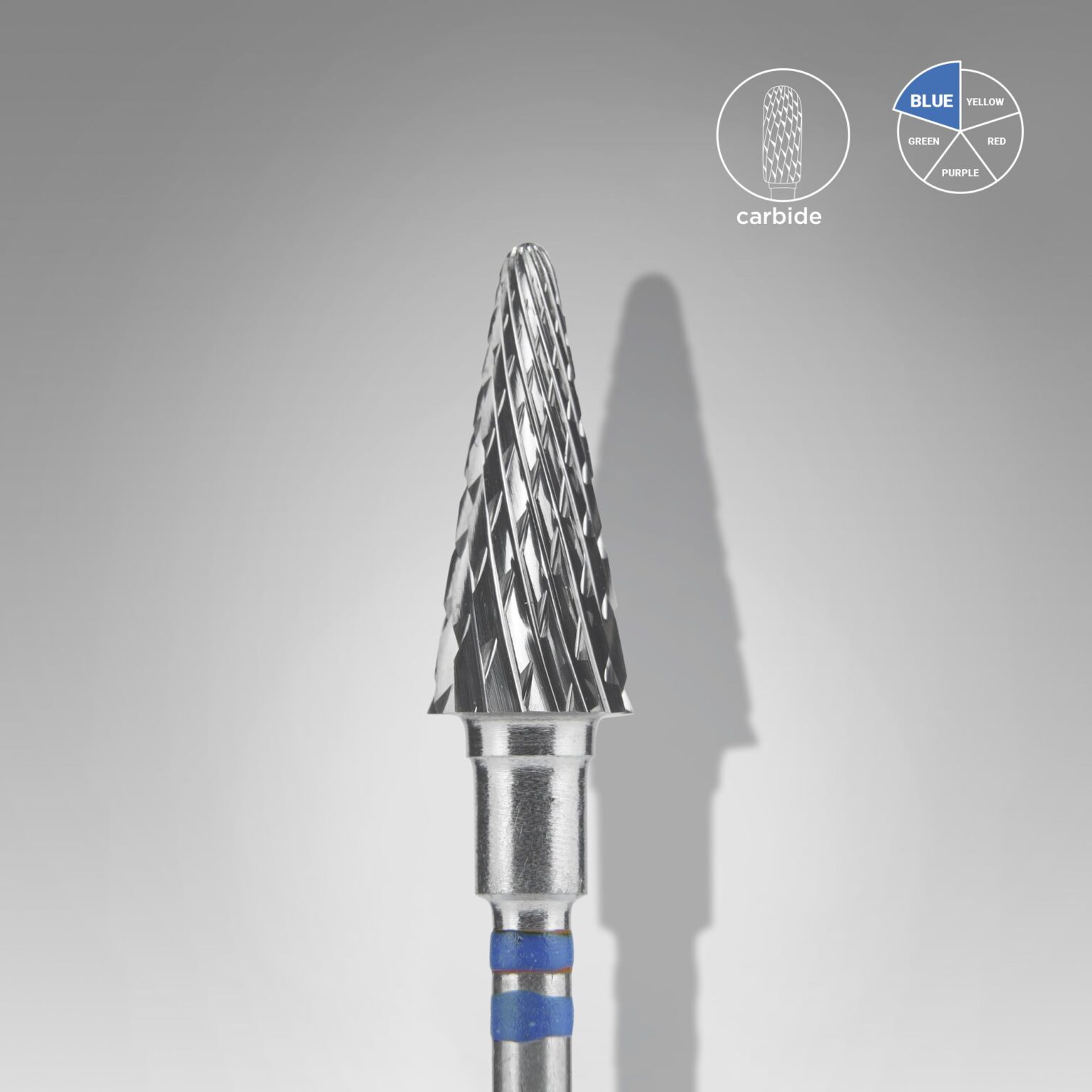 Punta per unghie in metallo duro per mancini cono blu EXPERT diametro testa 6 mm / parte di lavoro 14 mm