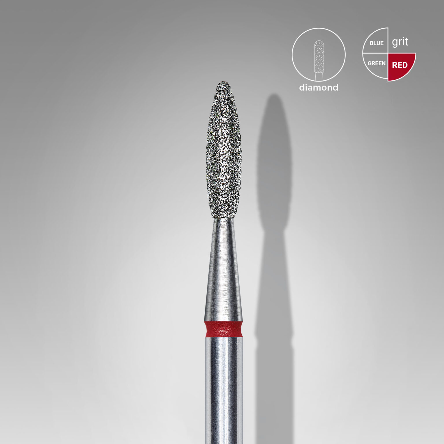 Punta diamantata per unghie rosso fiamma EXPERT diametro testa 2,1 mm / parte di lavoro 8 mm
